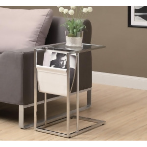 Monarch Specialties 3034 Accent Table w/ Magazine Holder in White w/ Chrome Meta - All