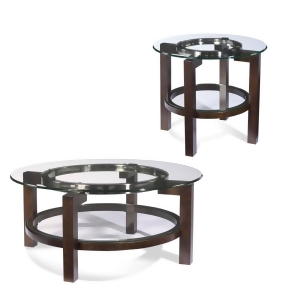 Bassett T1705 Oslo Round 2 Piece Glass Top Coffee Table Set - All