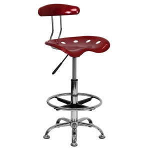 Flash Furniture Vibrant Wine Red Chrome Drafting Stool w/ Tractor Seat Lf-21 - All