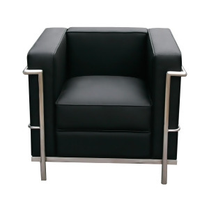 J M Furniture Cour Italian Leather Chair in Black - All