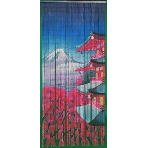 Bamboo54 Mount Fuji Pagoda With Cherry Blossom 125 Strand Bamboo Curtain - All