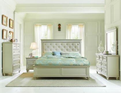 Homelegance Celandine 4 Piece Platform Bedroom Set w/Upholstered Headboard in Si 