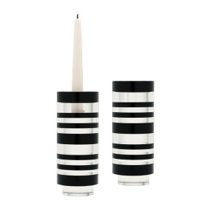 Lazy Susan Sliced Tuxedo Crystal Candleholder Set of 2 - All