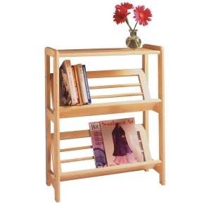 Winsome Wood Bookshelf w/ Slanted Shelf in Natural - All