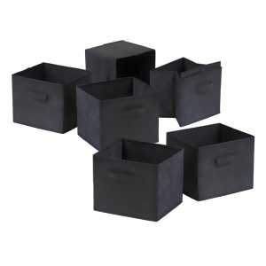 Winsome Wood Capri Set of 6 Foldable Black Fabric Baskets - All