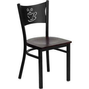 Flash Furniture Hercules Series Black Coffee Back Metal Restaurant Chair Mahog - All