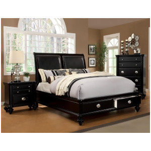 Furniture of America Contemporary Faux Leather Bed In Black - All
