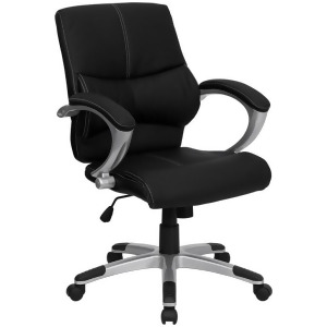 Flash Furniture Mid-Back Black Leather Contemporary Manager's Office Chair H-9 - All