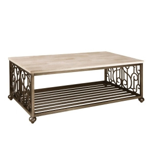 Standard Furniture Toscana Cocktail Table w/ Marble Top Antique Pewter Metal B - All