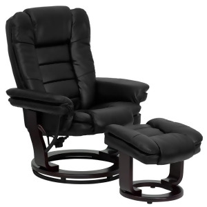 Flash Furniture Contemporary Black Leather Recliner Ottoman w/ Swiveling Mahog - All