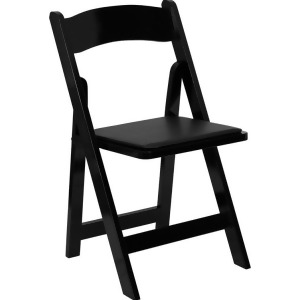 Flash Furniture Hercules Series Black Wood Folding Chair w/ Vinyl Padded Seat - All