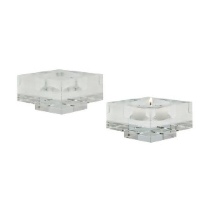 Lazy Susan Square Windowpane Crystal Candleholders Set of 2 - All