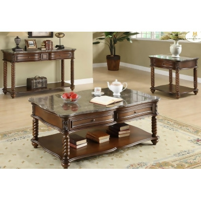 Homelegance Lockwood 3 Piece Rectangular Coffee Table Set w/ Marble Top 