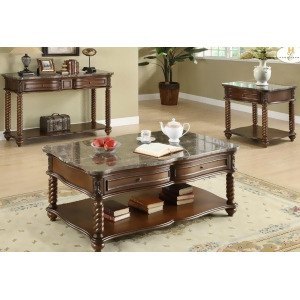 Homelegance Lockwood 3 Piece Rectangular Coffee Table Set w/ Marble Top - All