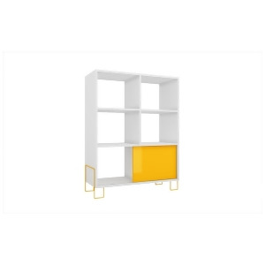 Manhattan Comfort Boden Mid-High Side Stand In White and Yellow - All