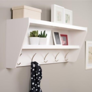 Prepac Floating Entryway Shelf and Coat Rack in White - All