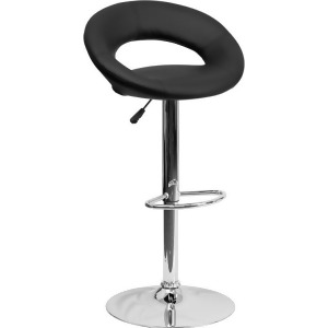Flash Furniture Contemporary Black Vinyl Rounded Back Adjustable Height Bar Stoo - All