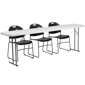 Flash Furniture 18 X 96 Plastic Folding Training Table With 3 Black Plastic St - All