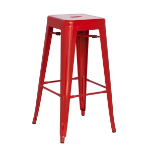 Chintaly Galvanized Steel Bar Stool In Red Set of 4 - All