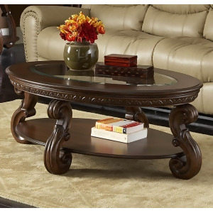 Homelegance Cavendish Oval Cocktail Table w/ Glass Insert - All