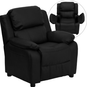 Flash Furniture Deluxe Heavily Padded Contemporary Black Leather Kids Recliner w - All