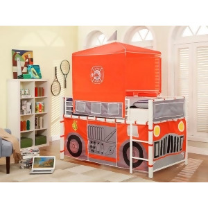Homelegance Combustion Loft Bed Fire Truck With Tent In White Metal Frame / Red - All