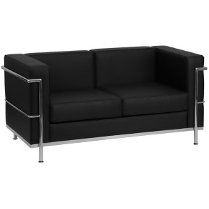 Flash Furniture Hercules Regal Series Contemporary Black Leather Loveseat w/ Enc - All