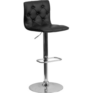 Flash Furniture Contemporary Tufted Black Vinyl Adjustable Height Bar Stool w/ C - All