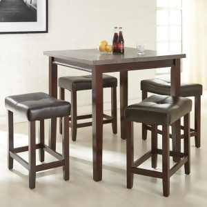 Steve Silver Aberdeen 5 Piece Counter Height Table Set w/ Dark Brown Stools in R - All