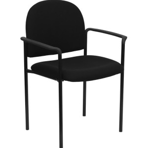 Flash Furniture Black Fabric Comfortable Stackable Steel Side Chair w/ Arms Bt - All