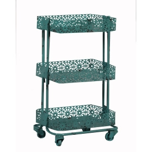 Turquoise Metal Three Tier Cart - All