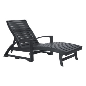 C.r. Plastics St. Tropez Chaise Lounge with Wheels in Black - All