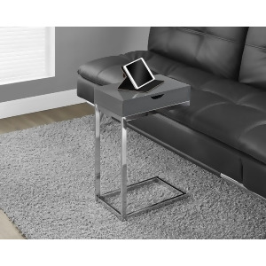 Monarch Specialties Glossy Grey Hollow-Core Chrome Metal Accent Table I 3032 - All