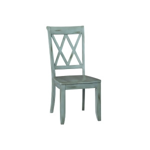 Standard Vintage Side Chair Cross Back Pair In Blue Set of 2 - All