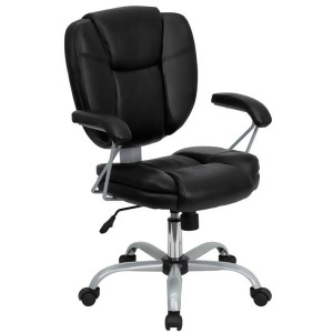 Flash Furniture Mid-Back Black Leather Task Computer Chair Go-930-bk-gg - All