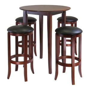 Winsome Wood Fiona 5 Piece Round High/Pub Table Set w/ Pvc Stools - All
