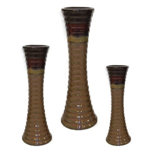 Entrada En1740 Oddly Brown 3 Piece Ceramic Candle Holder- Set of 2 - All