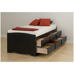 Prepac Black Tall Twin 6-Drawer Platform Storage Bed - All