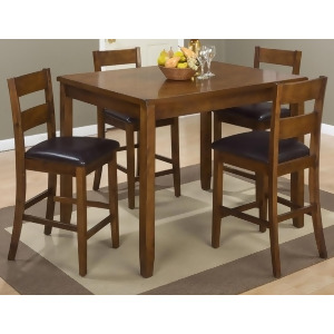 Jofran Plantation Counter Height Table and Four Stools In Warm Brown - All