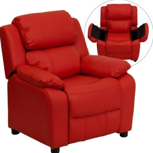 Flash Furniture Deluxe Heavily Padded Contemporary Red Vinyl Kids Recliner w/ St - All