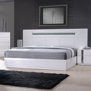 J M Furniture Palermo Platform Bed in White Lacquer Chrome - All