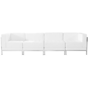Flash Furniture Hercules Imagination Series White Leather 4 Piece Lounge Set - All
