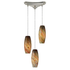 Elk Lighting Vortex 10079/3Rv 3-Light Rainbow Pendant in Satin Nickel - All