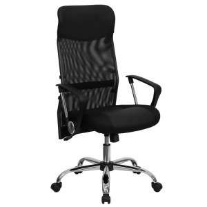 Flash Furniture High Back Black Split Leather Chair w/ Mesh Back Bt-905-gg - All