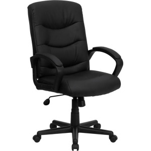 Flash Furniture Mid-Back Black Leather Office Chair Go-977-1-bk-lea-gg - All