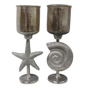 Entrada En14240 2 Piece Hammered Glass Shell Starfish Candle - All
