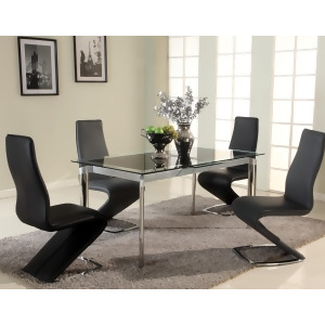 Chintaly Tara Pop-Up Extension Glass Dining Table In Black Glass - All