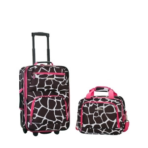 Rockland Pink Giraffe 2 Piece Luggage Set - All
