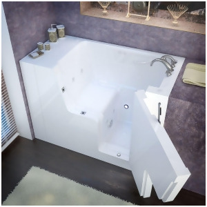 Meditub 29x53 Right Drain White Whirlpool Jetted Wheelchair Accessible Bathtub - All