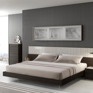 J M Furniture Porto Platform Bed in Light Grey Wenge - All